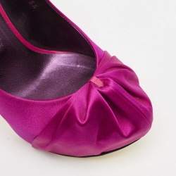 Pre Owned Gina Purple Satin Claire Platform Pumps Size 38.5