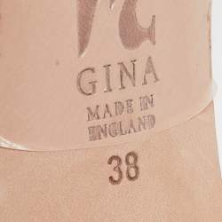 مملوكة مسبقًا Gina White Croc Embossed and Leather Dexie Slide Sandals Size 38