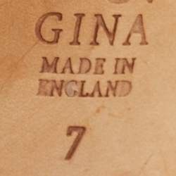 Pre Owned Gina Silver Leather Crystal Embellished T-Strap Sandals Size 40