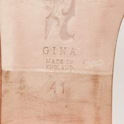 مملوكة مسبقًا Gina Pink Crystal Embellished Leather Flat Sandals Size 41