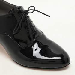 Gina Black Patent Leather Crystal Embellished Oxford Pumps Size 38