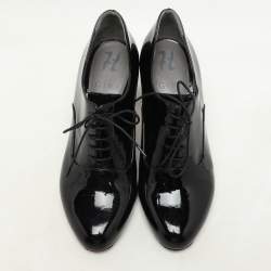 Gina Black Patent Leather Crystal Embellished Oxford Pumps Size 38