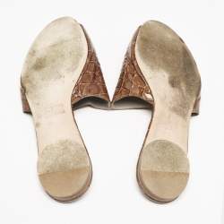 Gina Brown Croc Embossed Patent Leather Slide Sandals Size 41