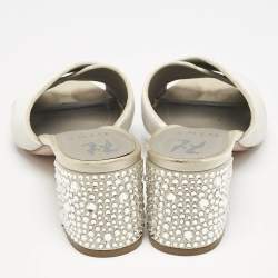 Gina Grey Velvet Cross Strap Slide Sandals Size 39