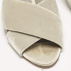 Gina Grey Velvet Cross Strap Slide Sandals Size 39
