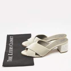 Gina Grey Velvet Cross Strap Slide Sandals Size 39