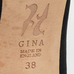 Gina Black Suede Giada Crystal Embellished Pointed Toe Pumps Size 38