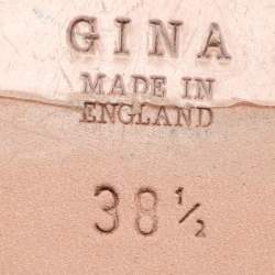 Pre Owned Gina Metallic Yellow Crystals Embellished Flat Sandals Size 38.5