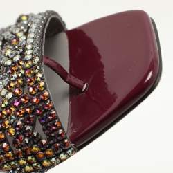 Gina Burgundy Crystal Embellished Athena Slide Flats Size 38.5