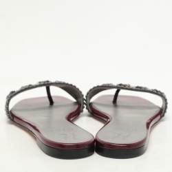 Gina Burgundy Crystal Embellished Athena Slide Flats Size 38.5