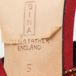 Gina Red Crystals Embellished Thong Slides Sandals Size 38
