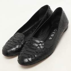Gina Black Python Ballet Flats Size 37