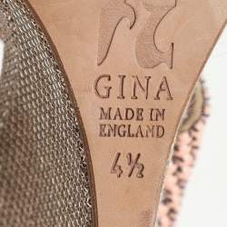 Pre Owned Gina Pink Beads Embellished Wedge Sandals Size 37.5