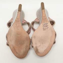 Pre Owned Gina Pink Beads Embellished Wedge Sandals Size 37.5