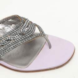 Gina Purple Crystal Embellished Thong Flats Size 37