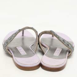Gina Purple Crystal Embellished Thong Flats Size 37