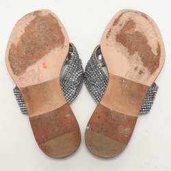 Gina Purple Crystal Embellished Thong Flats Size 37