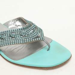 Gina Green Crystals Embellished Thong Flats Size 38