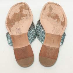 Gina Green Crystals Embellished Thong Flats Size 38