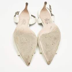 Gina Off White Satin Pointed Toe Slingback Pumps Size 38.5