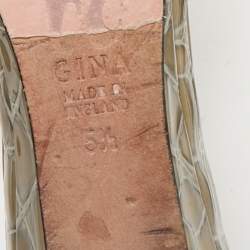 Gina Grey Leather Crystal Embellished Daphne Slide Sandals Size 38.5