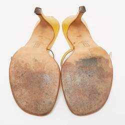 Pre Owned Gina Gold Leather Thong Sandals Size 38.5