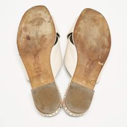 Gina Light Peach Leather Bourdin Flat Sandals Size 42