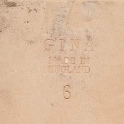 Pre Owned Gina Yellow Croc Embossed Leather Crystal Embellished Loren Flat Sandals Size 39