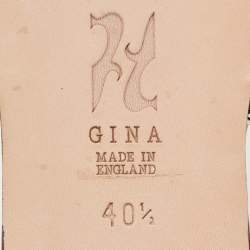 Pre Owned Gina Burgundy Leather Crystal Embellished Thong Flat Slides Size 40.5