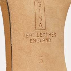 Pre Owned Gina Gold Leather Crystal Embellished Ankle Strap Sandals Size 38