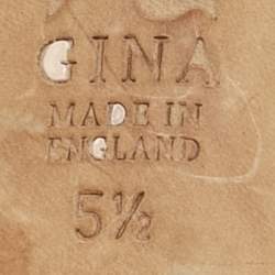 Pre Owned Gina Gold Croc Embossed Patent Leather and Leather Vida Crystals Slide Sandals Size 38.5