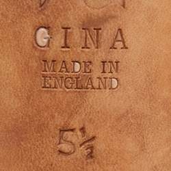 Pre Owned Gina Silver Patent Leather Crystal Embellished Slide Sandals Size 38.5