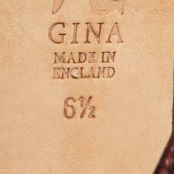 Pre Owned Gina Burgundy Satin Crystal Embellished Peep Toe Platform Pumps Size 39.5