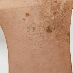 مملوكة مسبقًا Gina Silver Leather Crystal Embellished Leather Loren Flat Sandals Size 39.5