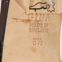 Pre Owned Gina Purple Leather Crystal Embellished Slide Sandals Size 39.5