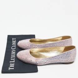 Pre Owned Gina Purple Satin Crystal Embellished Ballet Flats Size 39.5