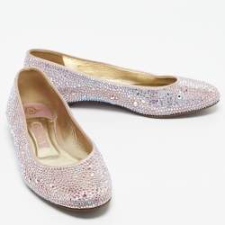 Pre Owned Gina Purple Satin Crystal Embellished Ballet Flats Size 39.5