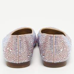 Pre Owned Gina Purple Satin Crystal Embellished Ballet Flats Size 39.5