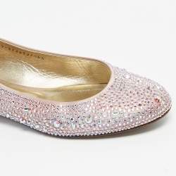 Pre Owned Gina Purple Satin Crystal Embellished Ballet Flats Size 39.5