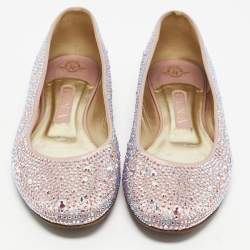 Pre Owned Gina Purple Satin Crystal Embellished Ballet Flats Size 39.5