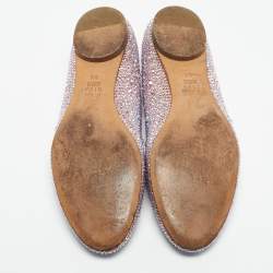 Pre Owned Gina Purple Satin Crystal Embellished Ballet Flats Size 39.5