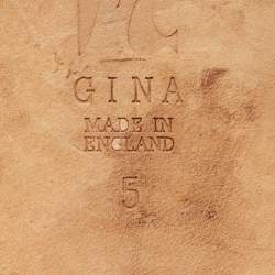 Pre Owned Gina Black Satin Crystal Embellished Ballet Flats Size 38