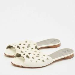 Pre Owned صندل سلايد لورين مسطح مزين بالكريستال ساتان أسود جينا مقاس 41