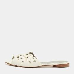 Pre Owned صندل سلايد لورين مسطح مزين بالكريستال ساتان أسود جينا مقاس 41