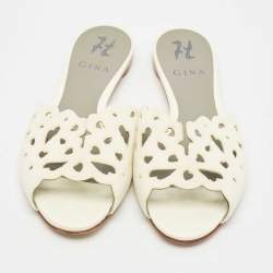 Pre Owned صندل سلايد لورين مسطح مزين بالكريستال ساتان أسود جينا مقاس 41