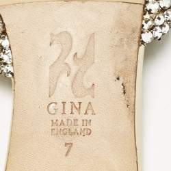 مملوكة مسبقًا صندل سلايد جينا جلد ذهبي مزخرف كريستال مقاس 40