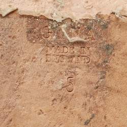 Pre Owned Gina Green Crystals and Leather Slide Sandals Size 38