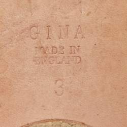 Pre Owned Gina Silver Crystal Embellished Leather Flat Slides Size 36