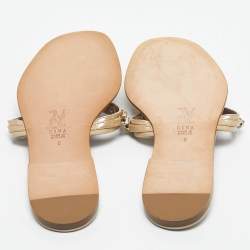 Pre Owned Gina Beige Patent Crystal Embellished Thong Slide Sandals Size 41