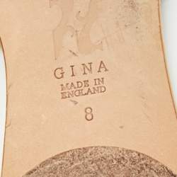 Pre Owned Gina Yellow Leather Crystal Embellished Leather Flat Slides Size 41